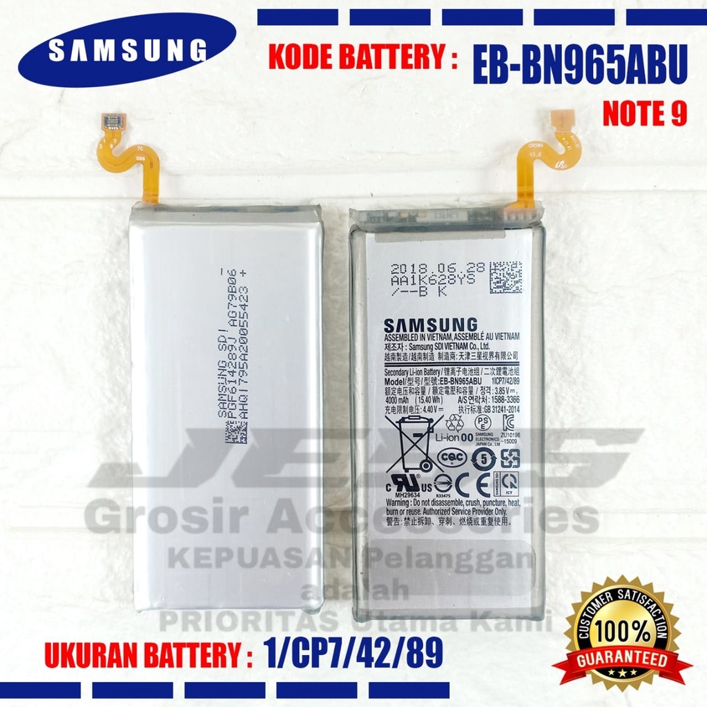 Baterai Battery Original SAMSUNG Galaxy NOTE 9 - Note9 - N9600 - N965 - N965F Kode Batre EB-BN965ABU