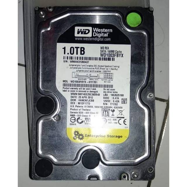 Western Digital HDD WD BLACK 1TB second fungsi oke