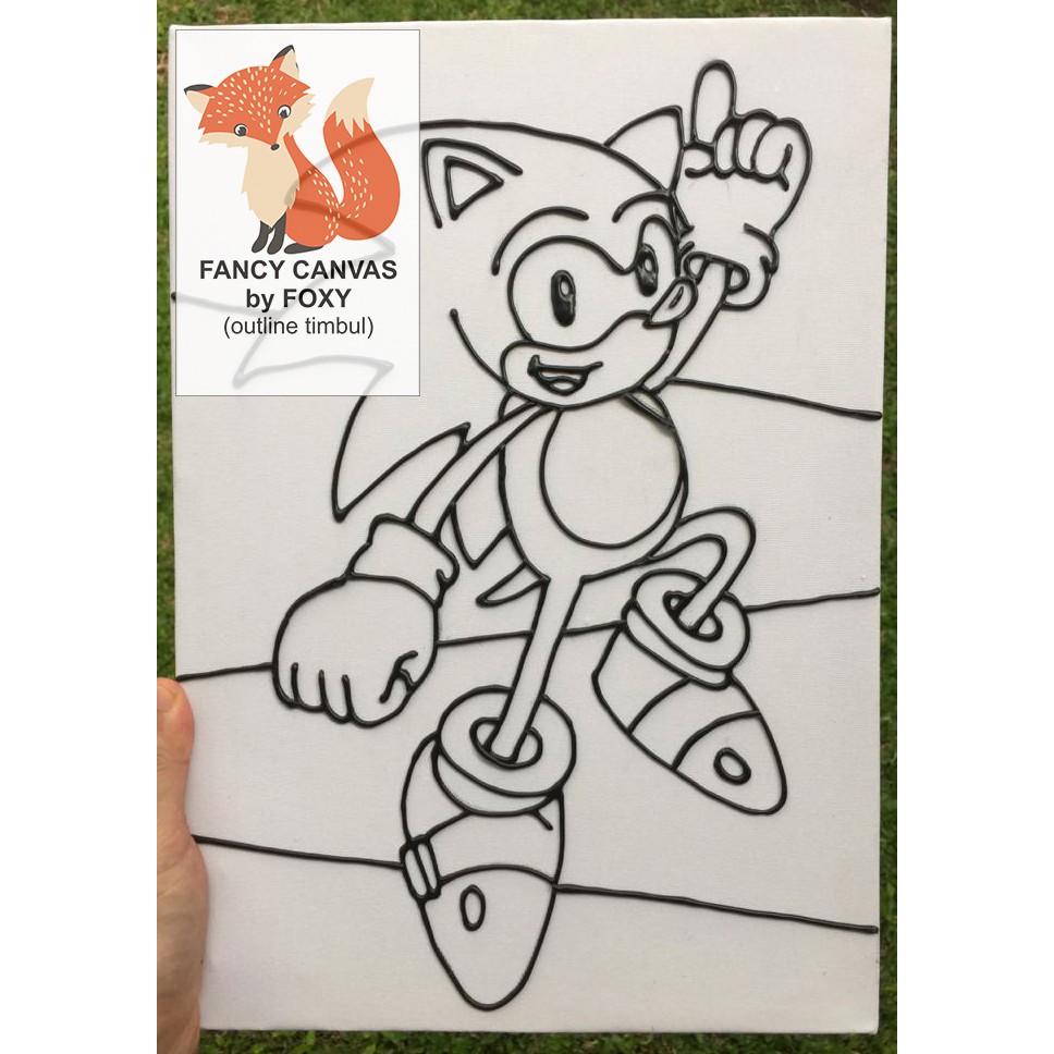 

READY KANVAS LUKIS ANAK OUTLINE TIMBUL GAMBAR - SONIC 1 PERALATAN MELUKIS CANVAS ANAK