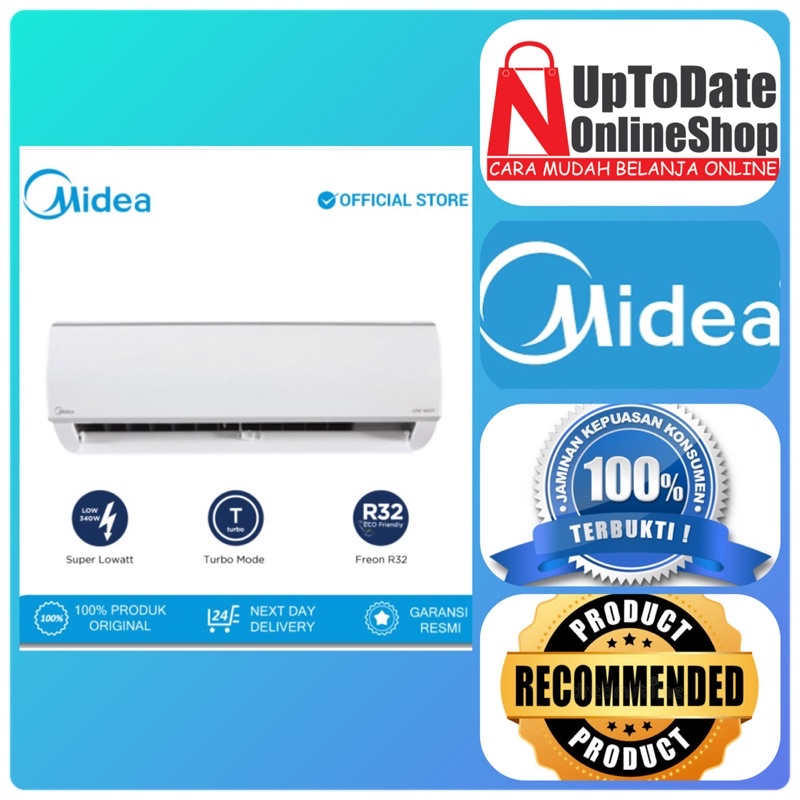 Jual AC MIDEA LOW WATT 1 PK MSFO09CRLN232 TURBO COOLING SELF CLEANING