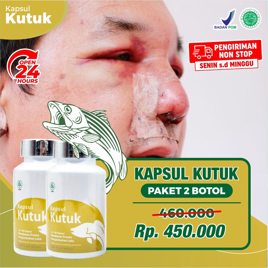 Paket 2 Kapsul Kutuk Premium - Obat Pasca Operasi Luka 5x Cepat Kering Ekstrak Albumin