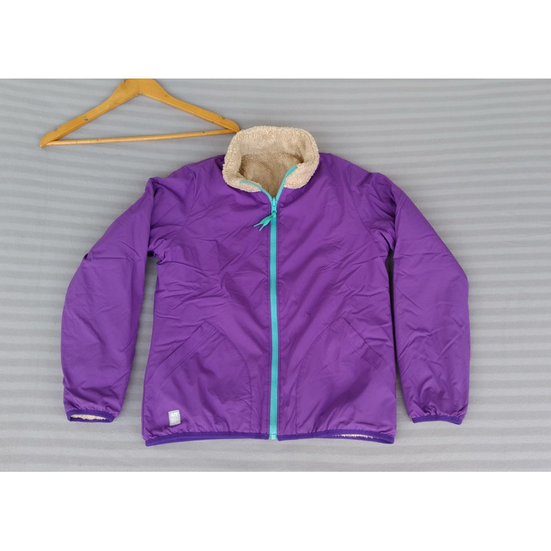 JAKET OLAHRAGA TRAINING WANITA BULU PUTIH TULANG BOLAK BALIK UNGU WATERPROOF - JACKET SPORTS ASICS