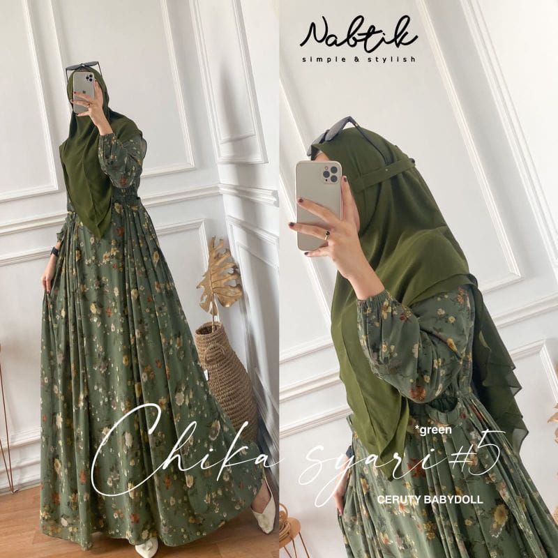 RESTOK BISA SERAGAM GAMIS MUSLIMAH INCLUDE JILBAB CHIKA SYARI #5 ORI BY NABTIK