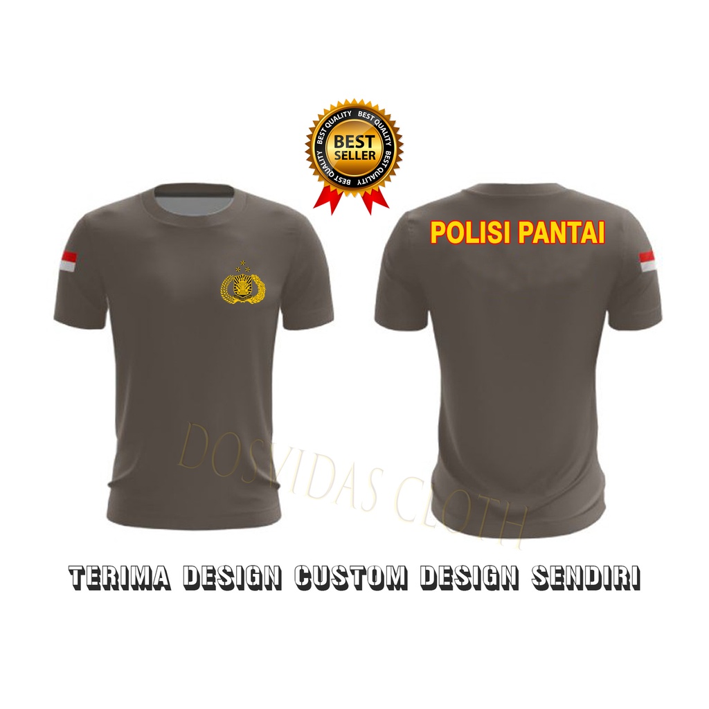 PREMIUM Kaos Dalam / Kaos Dalaman POLISI PANTAI Baju Dinas Polisi (WARNA COKLAT) TERBARU