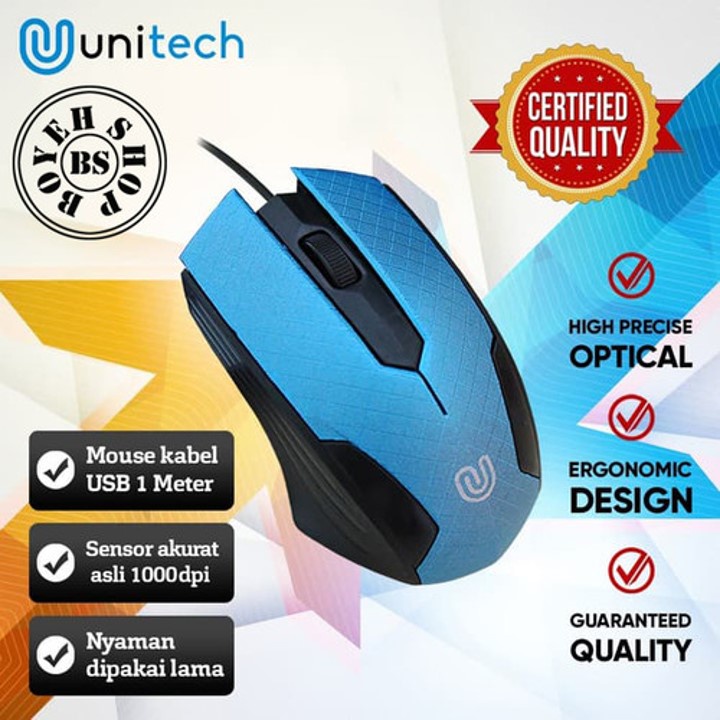 Mouse Unitech G4 Optical USB Wired Mouse Kabel 1000DPI