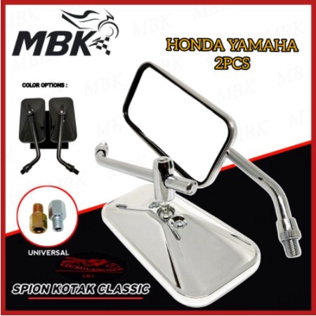 Spion Kotak Chrome Model Day Classic Daytona Kaca Bening Universal Pemakaian Semua Motor