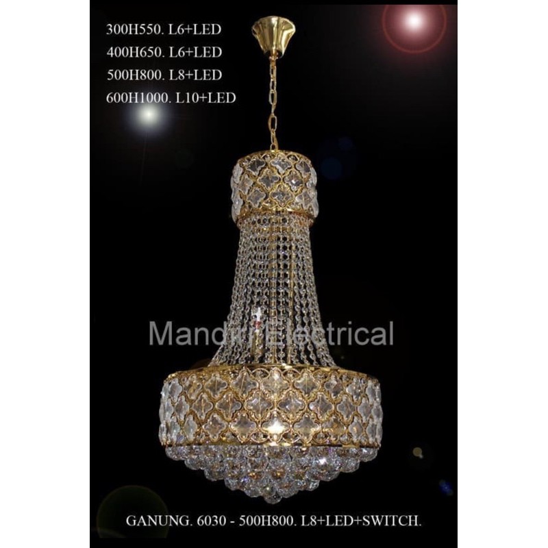 lampu gantung kristal 6030 diameter 40 dan 30