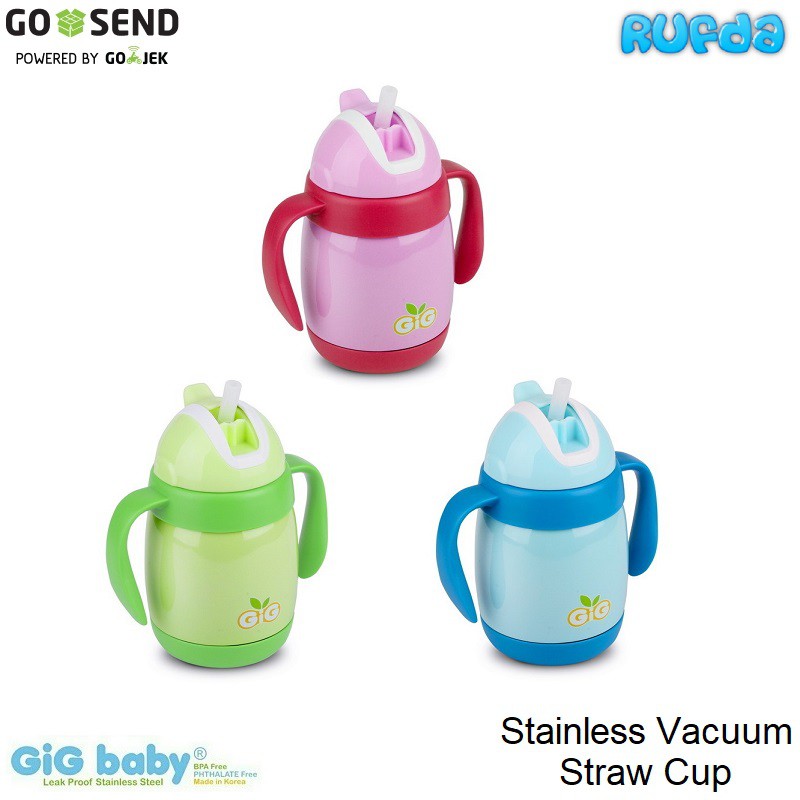 GiG Baby Stainless Steel Vacuum Straw Cup Botol Sedotan Tahan Awet Dingin