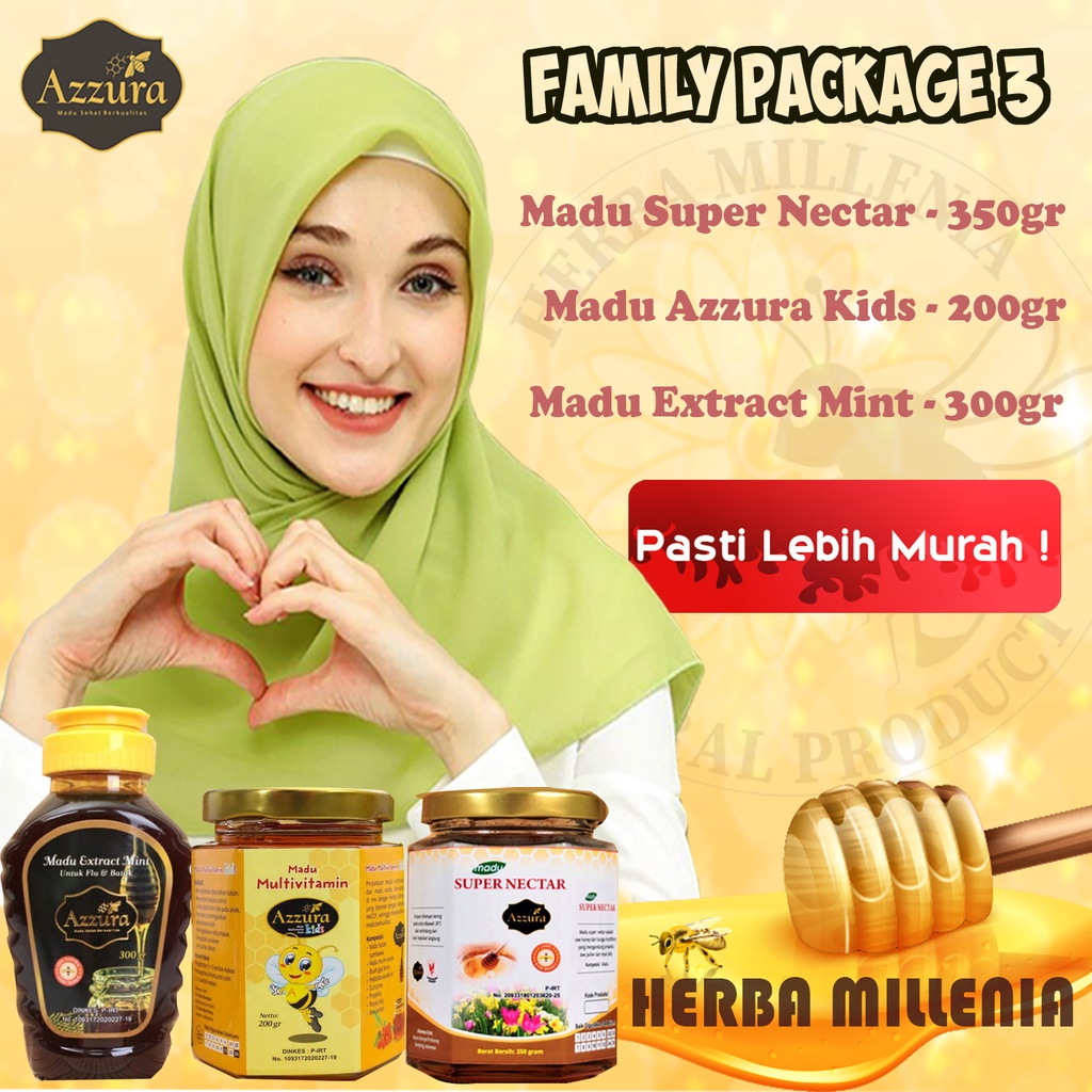 

Paket Keluarga Madu Asli Azzura 3 | Madu Super Nectar - Madu Azzura Kids - Madu Extract Mint