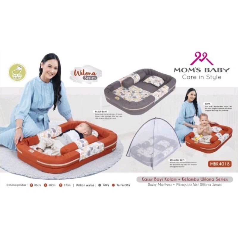 Moms Baby Kasur Bayi Kolam + Kelambu Wilona Series - MBK4018/Panna series mbk4019