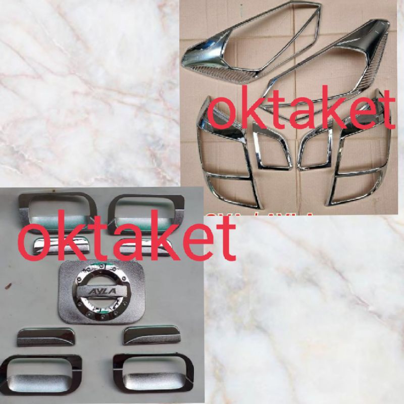 paket lengkap Agya Ayla 2017-2021 garnish depan belakang outer handle tank cover chrome