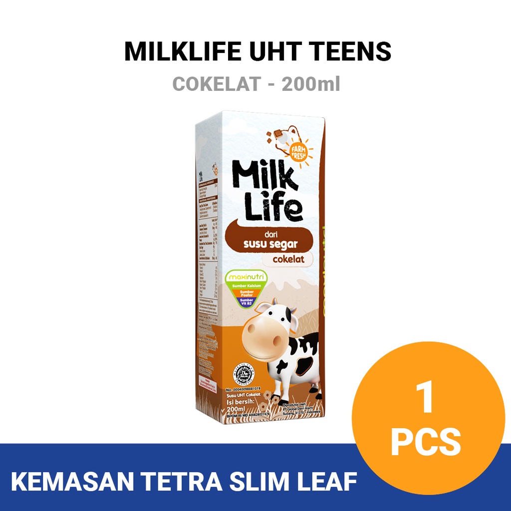 

MilkLife Cokelat - UHT Teens [1 pcs/Tetra Slim Leaf 200 ml]