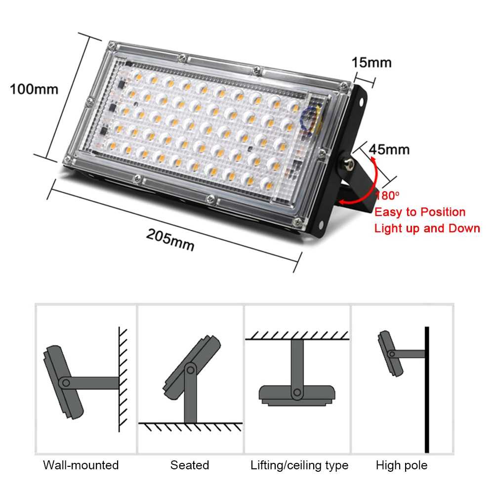 (100% BARANG ORI)  Lampu Sorot Flood Light 4500 Lumens 50W 3000K - A8