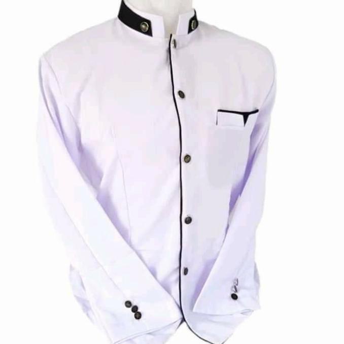 Star Seller Jasko Polos List - Baju Muslim Pria Jas Koko Panjang Modern High Twist - Putih, L