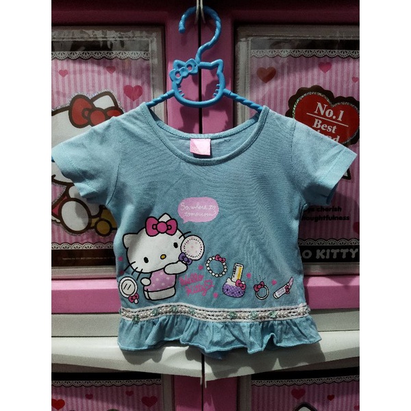 Preloved kaos baby anak hello kitty biru ori license sanrio