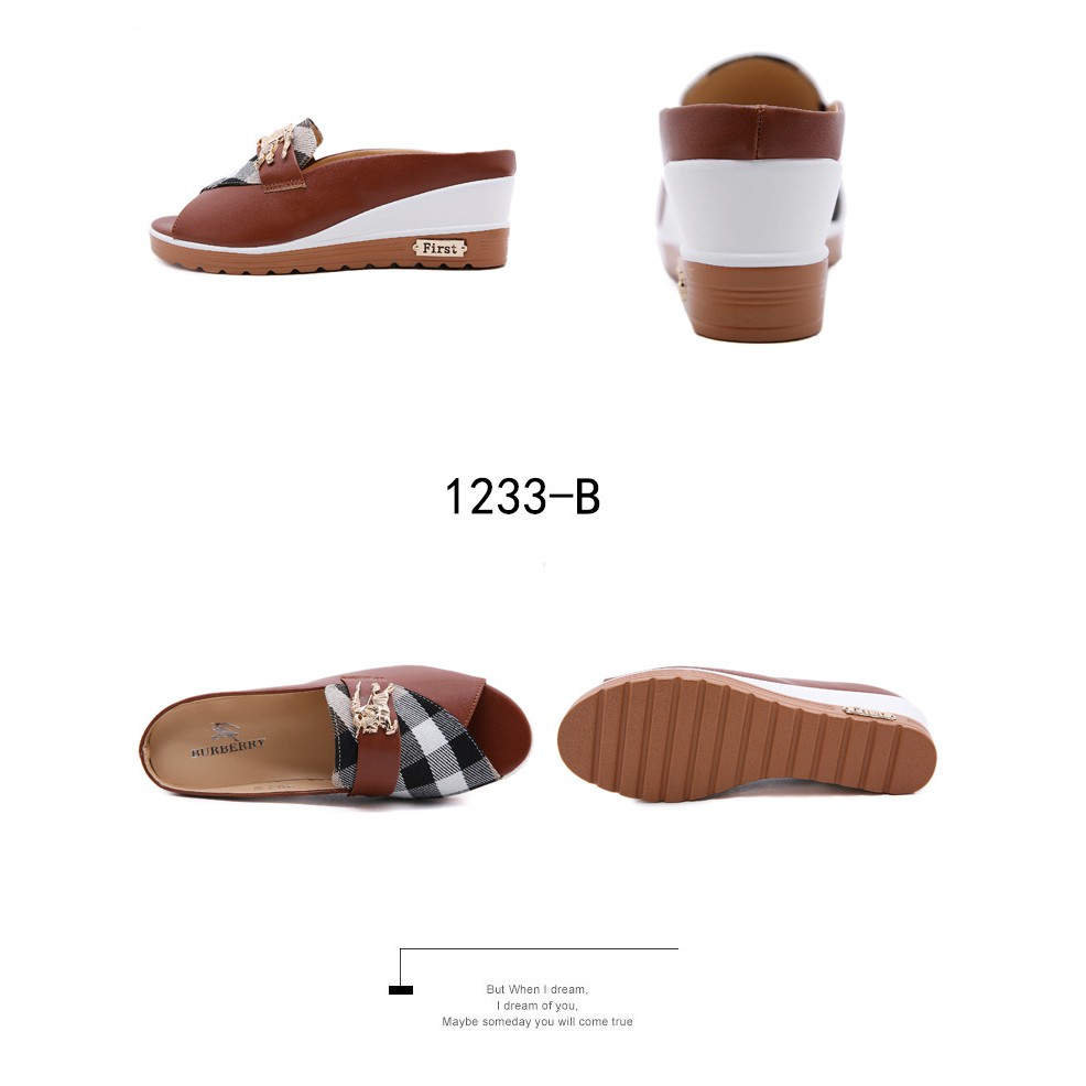 Canvas and Leather Wedges Shoes 1233-B TC