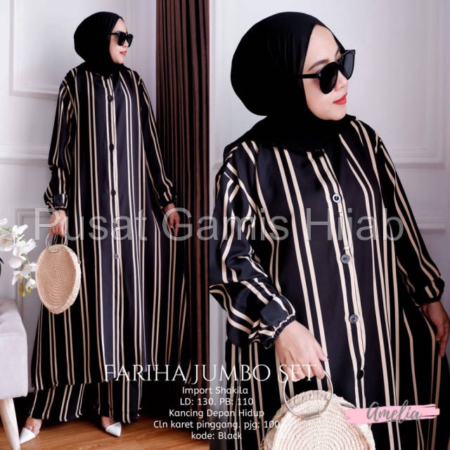 ONE SET BAJU SETELAN WANITA KEKINIAN SUPER JUMBO LD 130 Pakaian Wanita FARIHA JUMBO SET by AMELIA FA