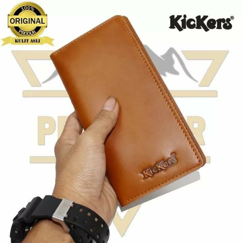 Dompet Pria Kulit Asli panjang Embos Kickers - Tanpa Kain Furing