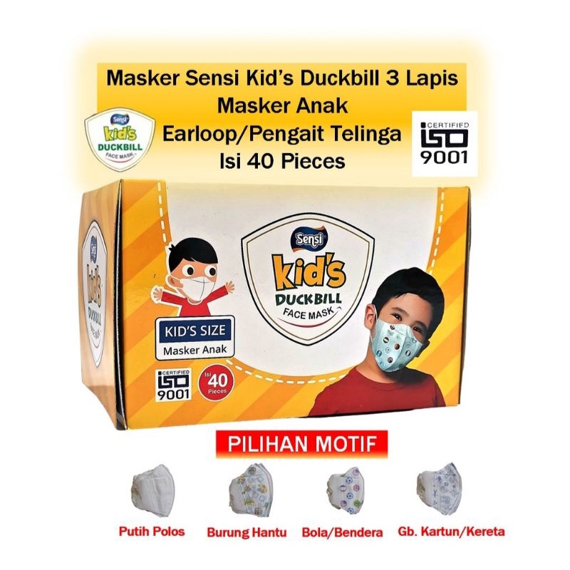 masker sensi duckbill kids 1box isi 40pcs