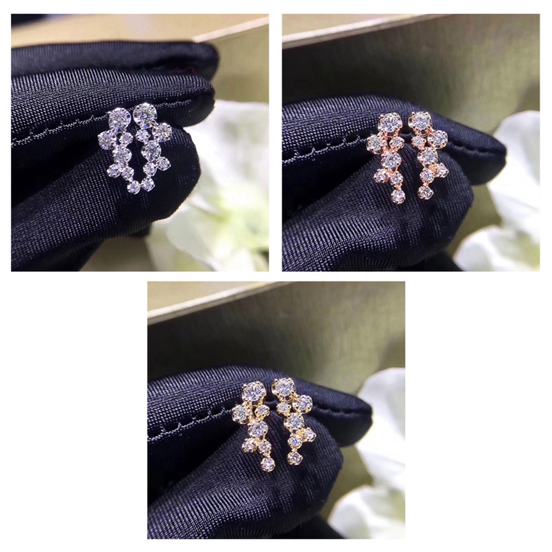 Fancyqube Anting Stud Cubic Zirconia 3 Warna Bahan Metal Untuk Wanita