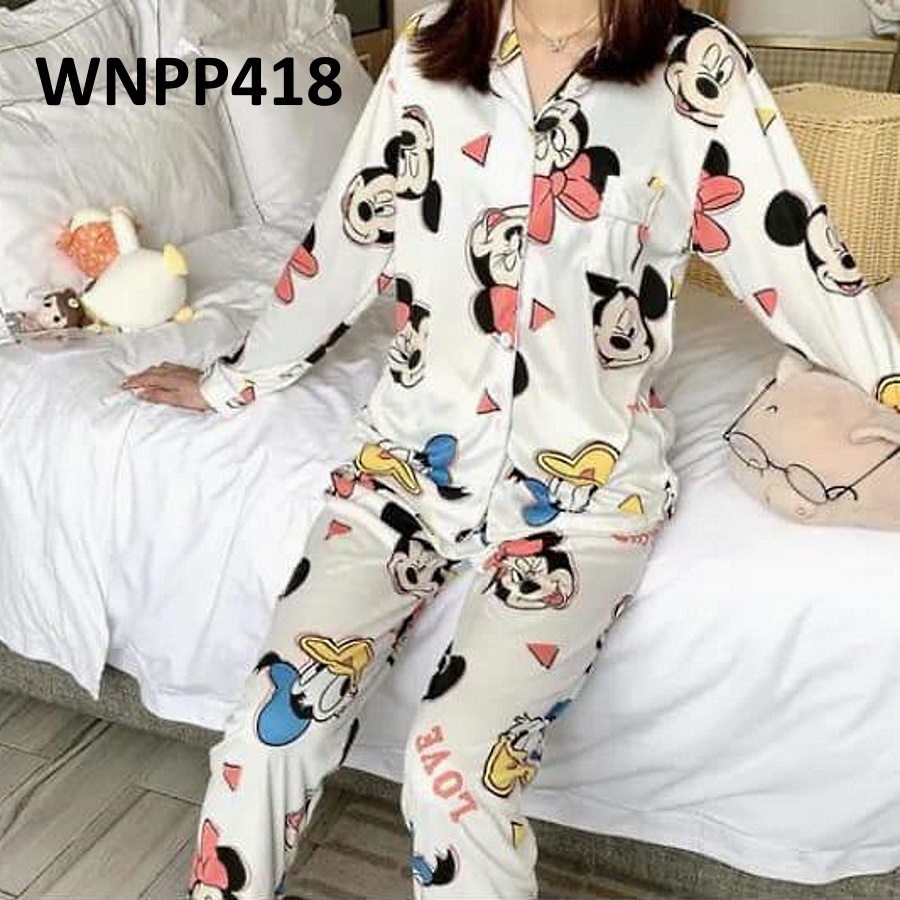 Piyama Wanita Kancing Depan Mickey - WNPP246 - WNPP247