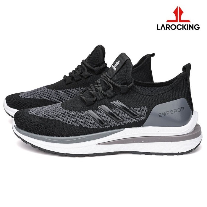 Larocking - Emperor Hitam Abu | Sepatu Sneakers Running Gym Shoes - Hitam Abu, 39