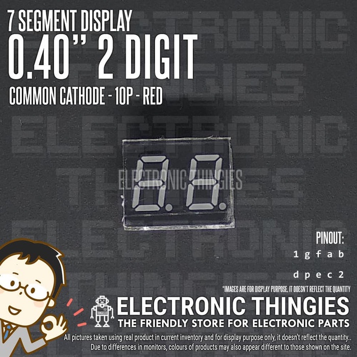 SEVEN SEGMENT 0.4" CC 2BIT RED COMMON CATHODE 7 SEGMEN
