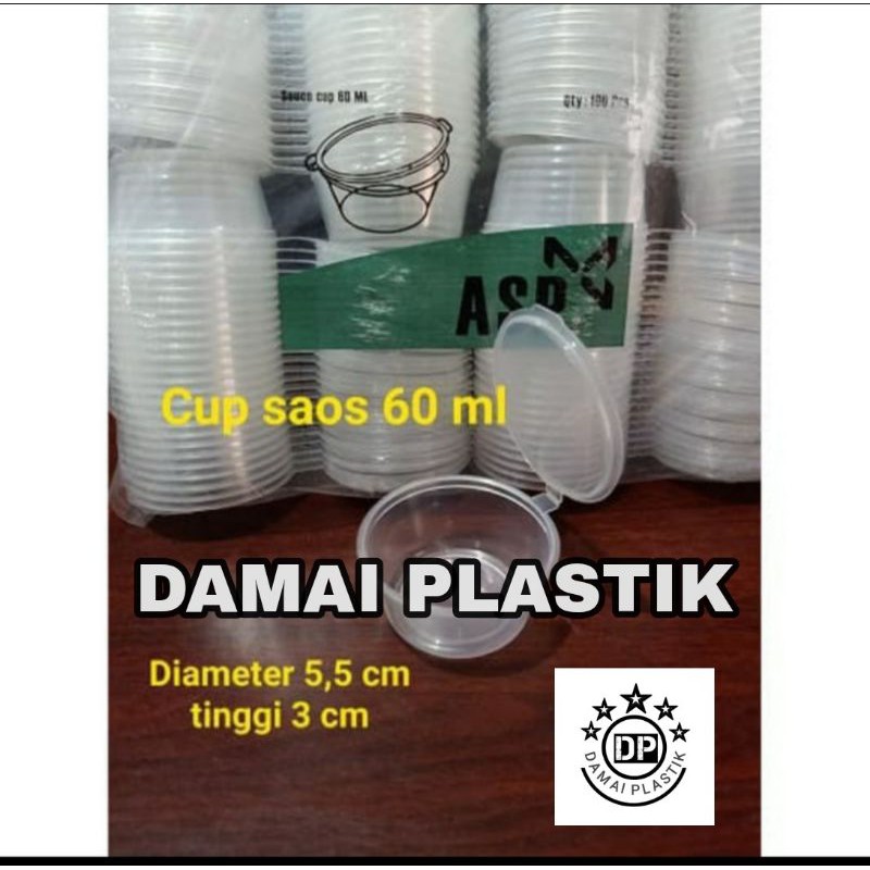 Tempat Saos Plastik 60ml Cup Saos Sambal Sauce Container Suapi 60ml isi 50 pcs