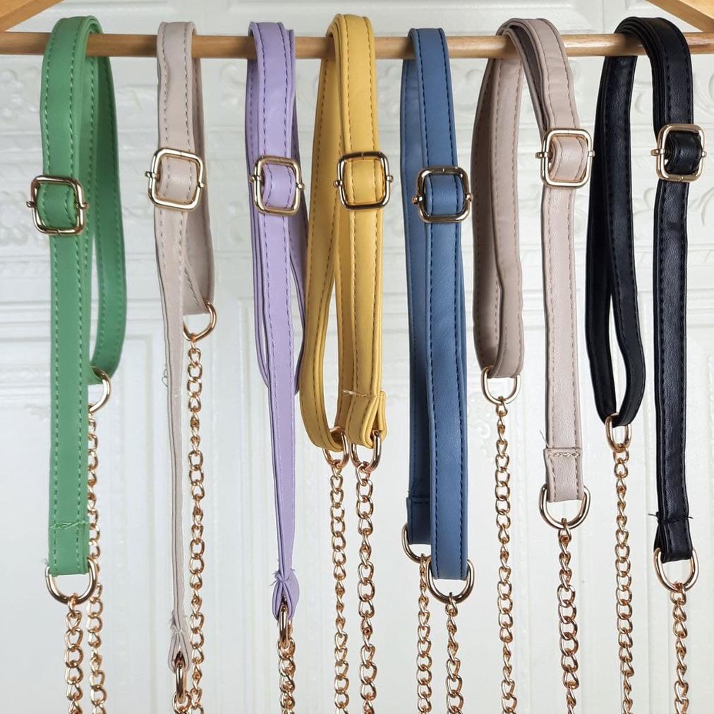 Tali Panjang Selempang Tas Kombinasi Rantai Kulit Slempang