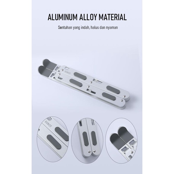 Robot RT-LS02 Aluminum Foldable Laptop / Macbook Pro Cooling Stand - Garansi Resmi 1 Tahun