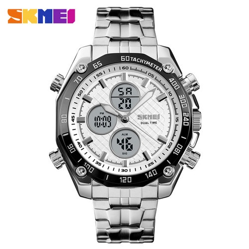 SKMEI 1302 Jam Tangan Pria Digital Analog Tali Stenlis WATCHKITE WKOS