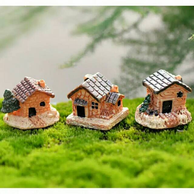 Miniatur Rumah Bata Mini / Cottage Utk Miniatur Rumah Boneka DIY Terrarium Mini Garden Fairy Garden