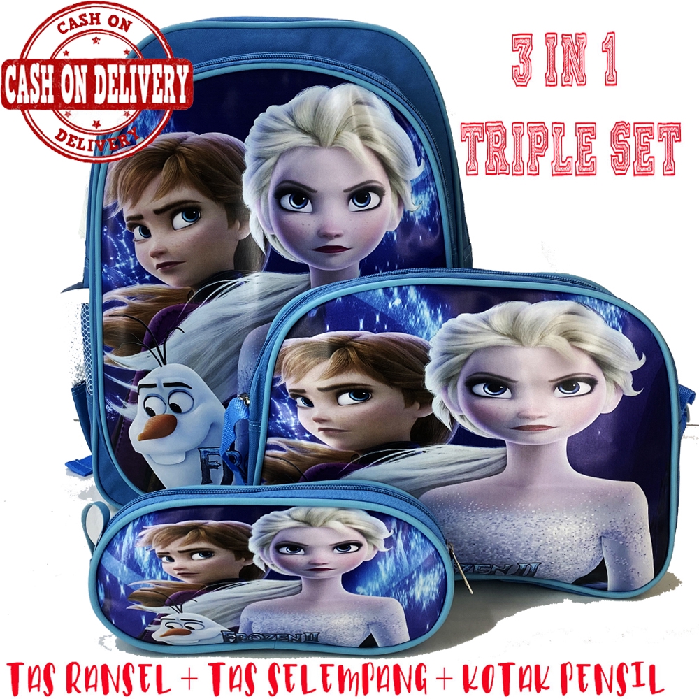 COD ~ 3IN1 Tas Ransel + Lunch Bag + Kotak pensil / Tas Sekolah anak 3in1 KARAKTER tas anak cowo cewe  TAS RANSEL sekolah tas import tas sekolah anak tas lunch bag tas kotak pensil / Tas Beranak / kado anak helo kity spiderman ironman LOL frozen batman