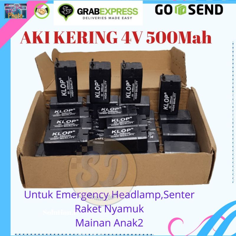 Baterai Aki Kering KLOP 4 Volt 500Mah Untuk Senter Raket Speaker Mini Bluetooth