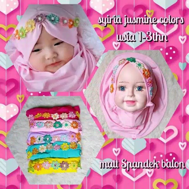 jilbab / anak / bayi / hijab /allsize 0-3 tahun/ JASMIN MUTIARA / STOK