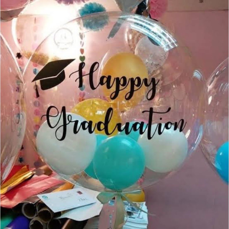 Sticker balon pvc balon bobo happy graduation