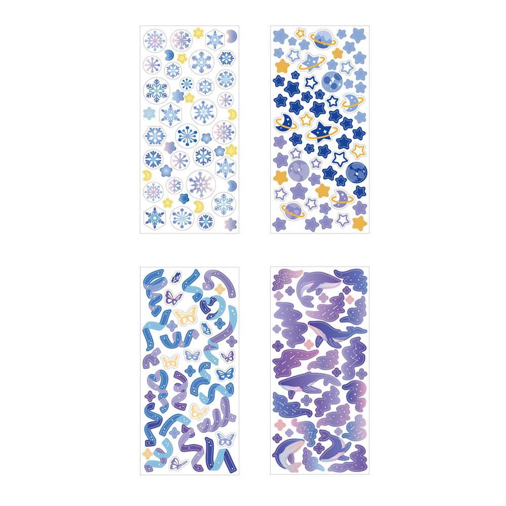 Lanfy Stiker Kertas Motif Snowflake / Bintang Biru Untuk Dekorasi Scrapbook / Diary / Handbook