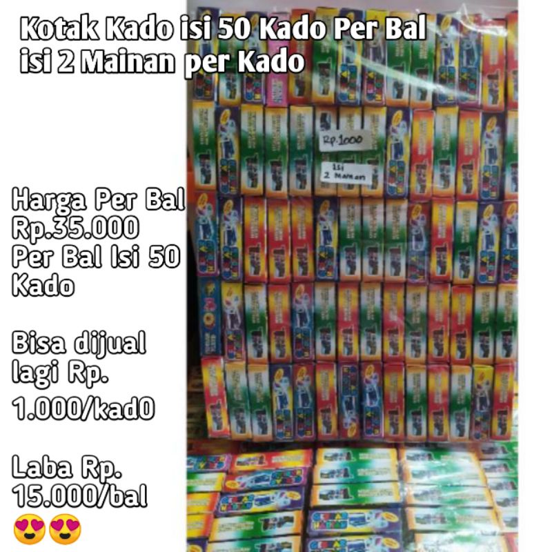 Kotak Kado Hadiah 1 Bal isi 50 Kotak isi 2 Mainan per Kado