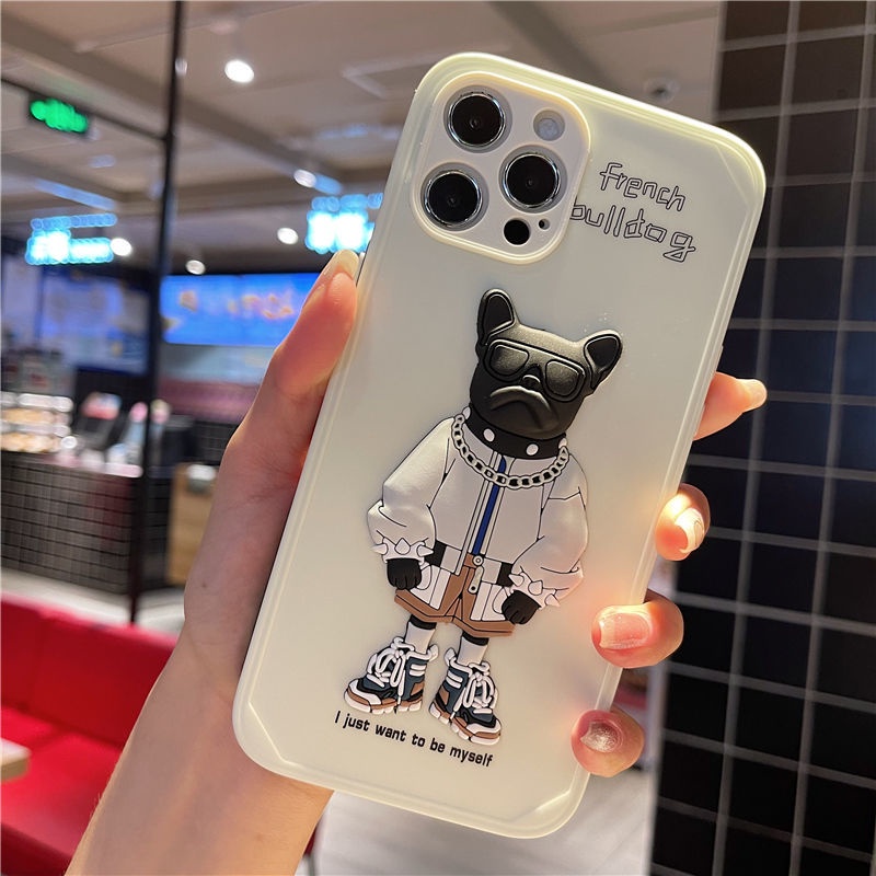 3D Cartoon dog phone case For iPhone 7 8 Plus 11 12 Pro Max iPhone XR XSMAX Shockproof Silicone cover by6dyy