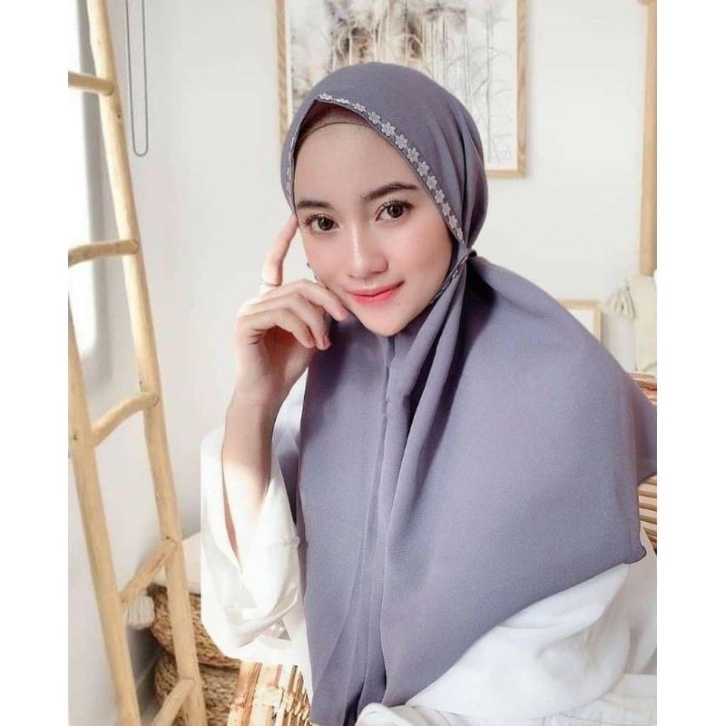 Kerudung Bergo Maryam Renda Melati bahan DIAMOND / Hijab Sehari-hari Geblus