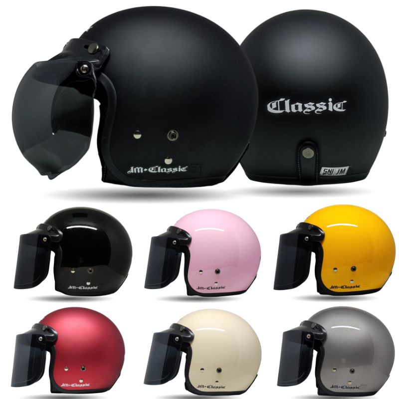 Helm Bogo Classic Helm Retro Dewasa JM 08 Original Bisa untuk Wanita Pria Cewek Cowok Helm Motor SNI Terlaris