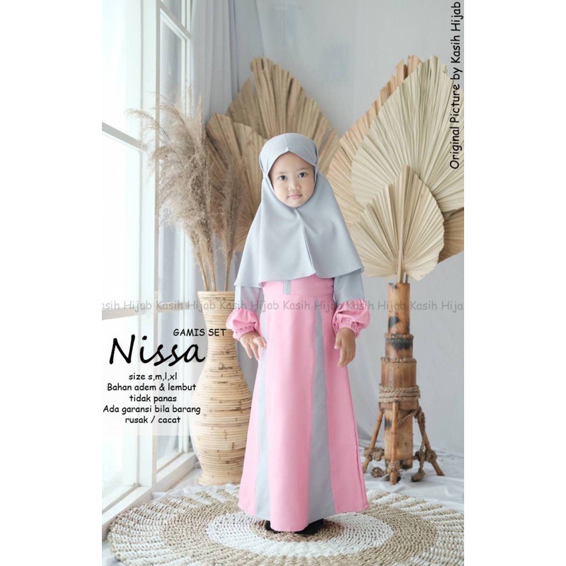 gamis anak perempuan “nissa”/gamis anak + kerudung anak 2-11tahun by kasihhijab