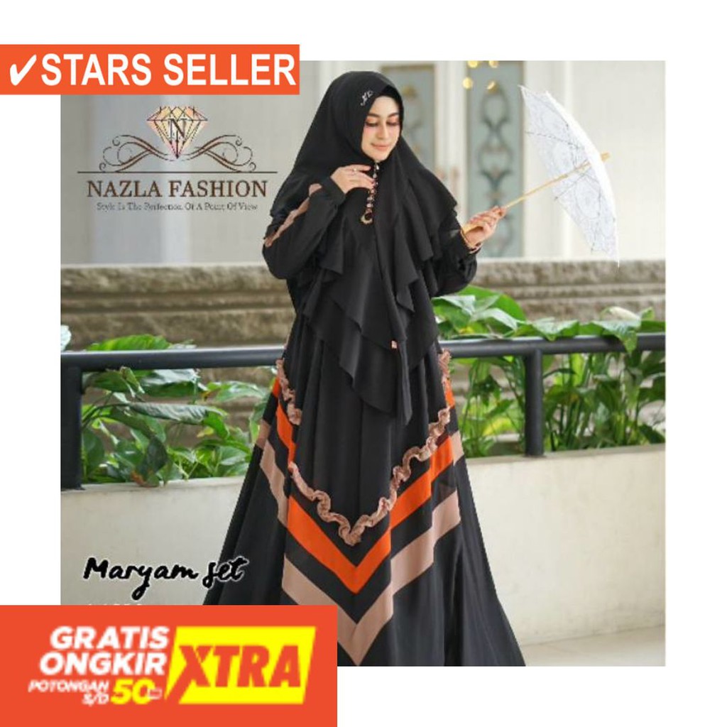 BAJU LEBARAN PAKAIAN MUSLIMAH SYARI BERGO BALOTELI / Gamis/Maryam set/by nazla fashion/original