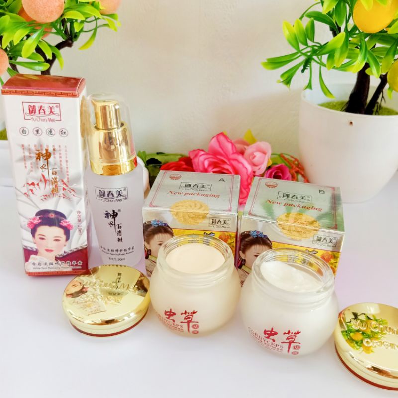 Paket yu chun mei/Cordyceps 3in1 siang malam dan serum original import