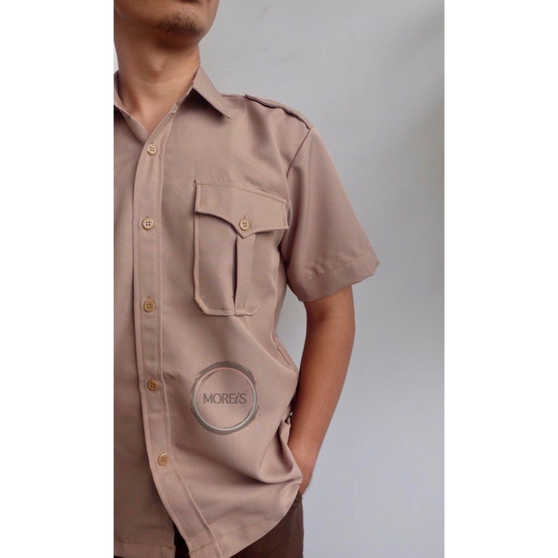 Seragam Baju Pramuka Pendek Laki Bahan Rapilo/Laricci