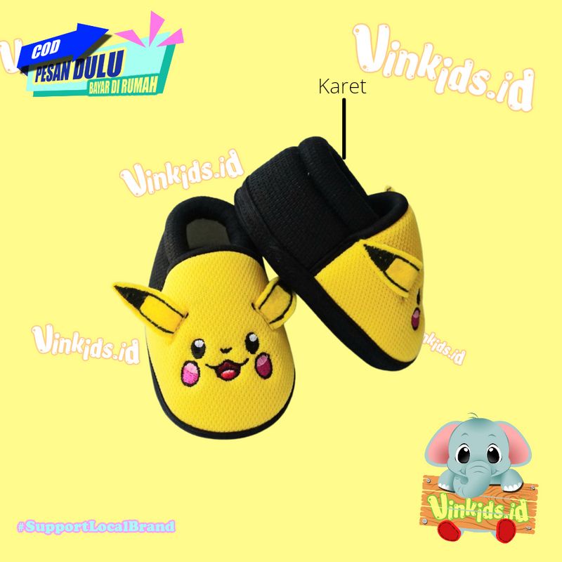 Sepatu Anak Bayi Laki Laki Perempuan Prewalker 0-12 Bulan Karakter Pikachu Yellow Black