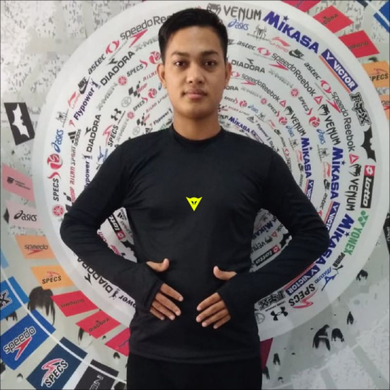 Manset panjang hitam lubang jempol baju dalaman pembalap manset sepakbola kaos dalaman bola baselaye