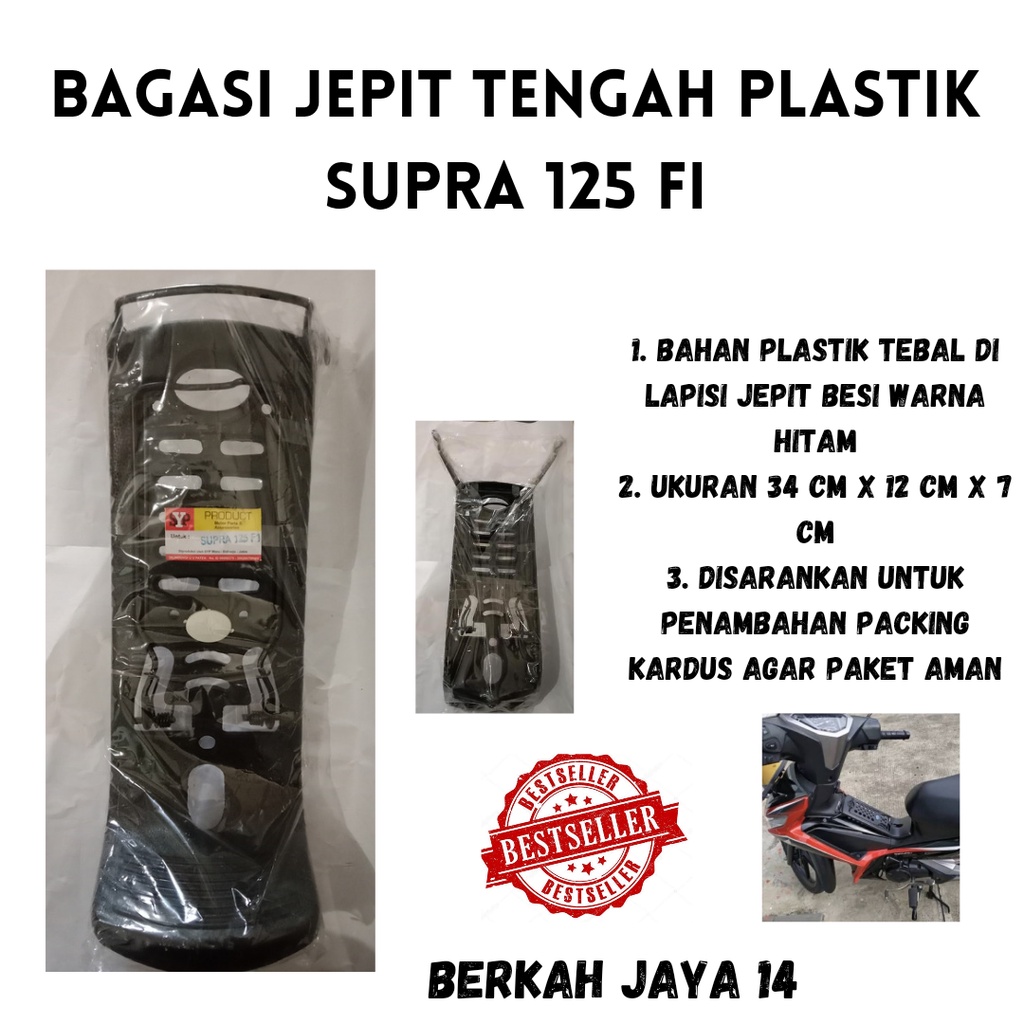 BAGASI TENGAH PLASTIK SUPRA 125 FI JEPIT JEPRET SEPEDA MOTOR HONDA HARGA MURAH BERKUALITAS WARNA HITAM BAHAN PLASTIK TEBAL DI LAPISI JEPIT BESI PROMO DISKON TERLARIS