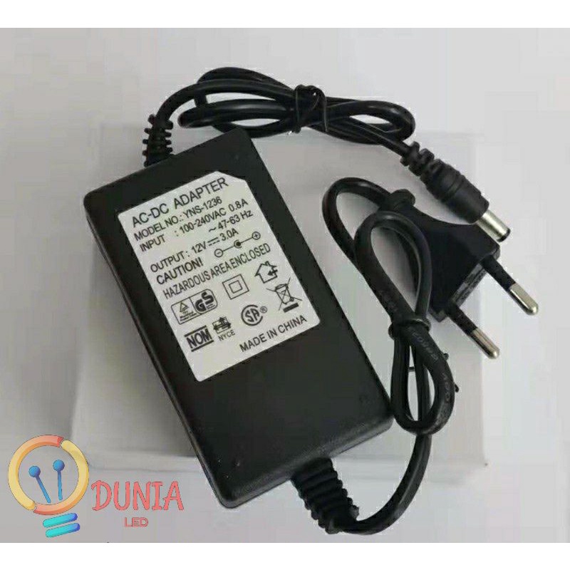 Adaptor DC  3A 12V Trafo Power Supply Untuk Led Strip