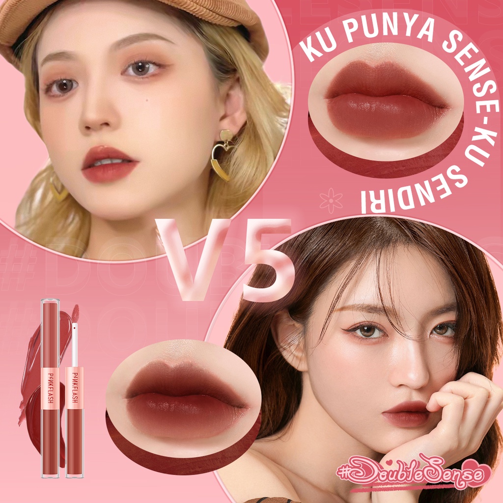 PINKFLASH 2 IN 1 Dual-Color Matte Liquid Lipstick Velvet Lip Tint Long-lasting Lip Gloss PF-L13-V